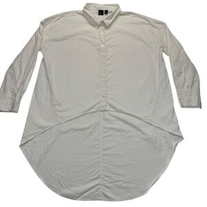 The Fisher Project Hi-Low‎ Tunic Top Button Down Long Sleeve White L/G
